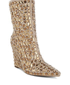 Trend Titan Diamante Slim Wedge Heel Boots