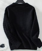 Cable-Knit Round Neck Long Sleeve Sweater