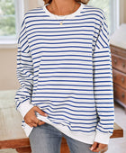 Lovelet Striped Round Neck Long Sleeve Sweatshirt