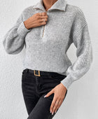 Honey Half Zip Dropped Shoulder Sweater