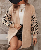 Pocketed Leopard Open Front Cardigan