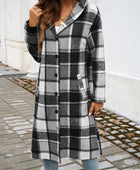 Devine Plaid Long Sleeve Hooded Coat