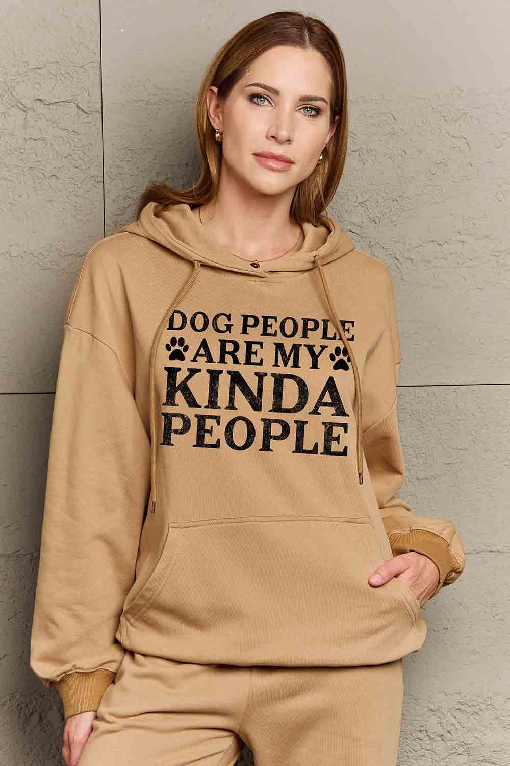 Full Size Dog Paw Slogan Graphic Hoodie - Body By J'ne