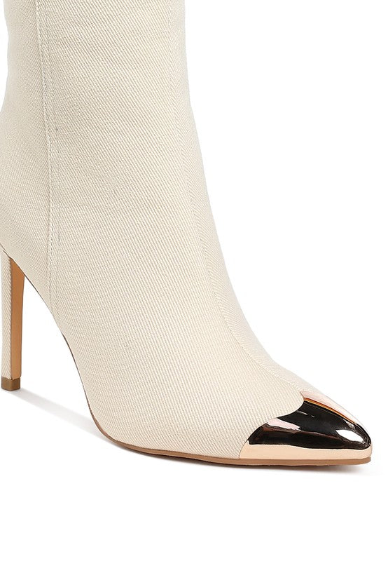 Ridda Metallic Cap Toe Denim Boots - Body By J'ne