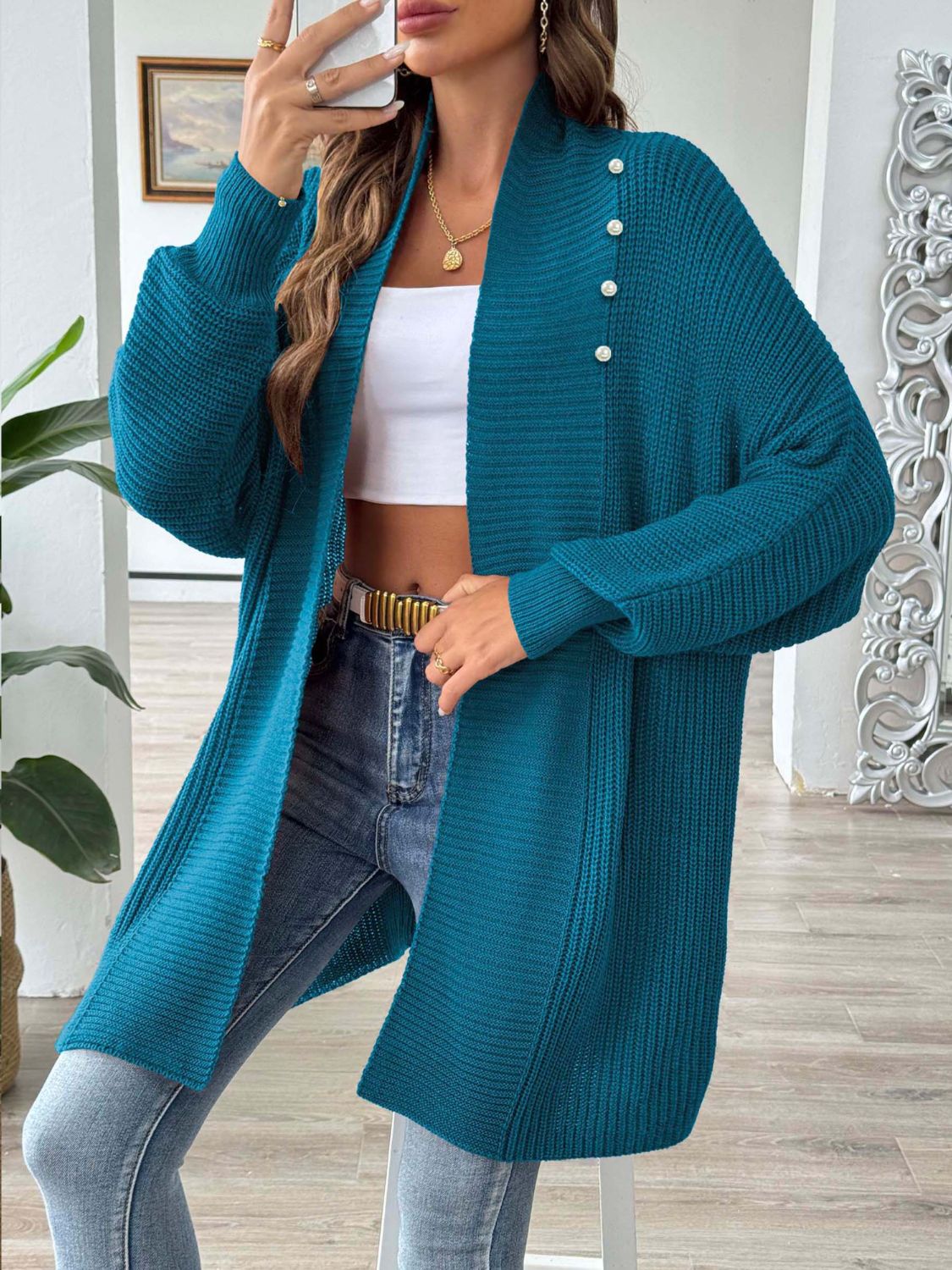 Open Front Long Sleeve Cardigan - Body By J'ne