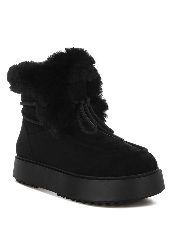 Bunting Faux Fur Collar Flatform Boots - Body By J'ne