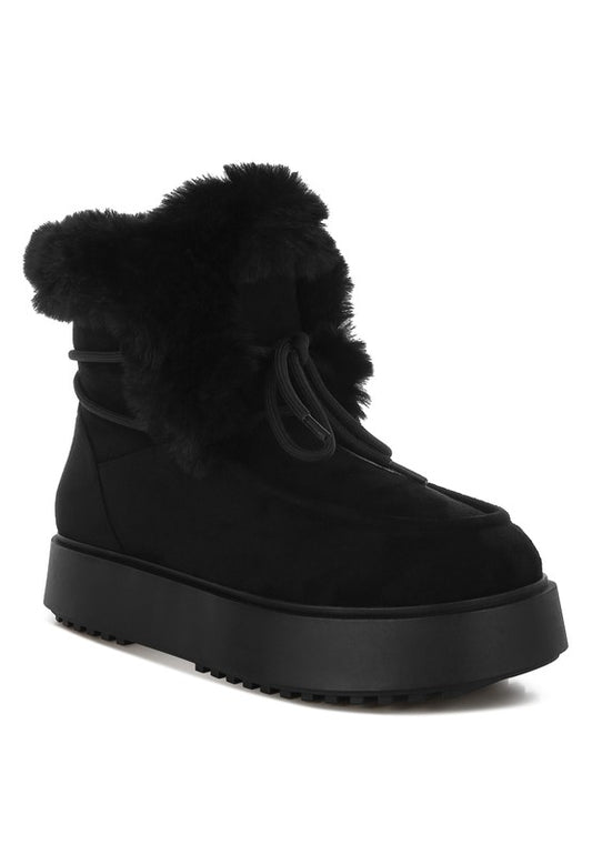 Bunting Faux Fur Collar Flatform Boots - Body By J'ne
