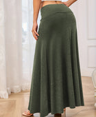 Solid Elastic Waist Maxi Skirt