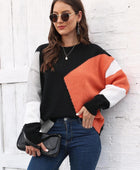 Color Block Round Neck Sweater