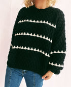 Contrast Stripes Round Neck Long Sleeve Sweater