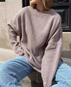 Distressed Round Neck Long Sleeve Sweater