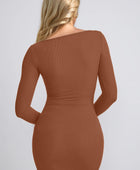 Built-In Shapewear Square Neck Long Sleeve Maxi Dress