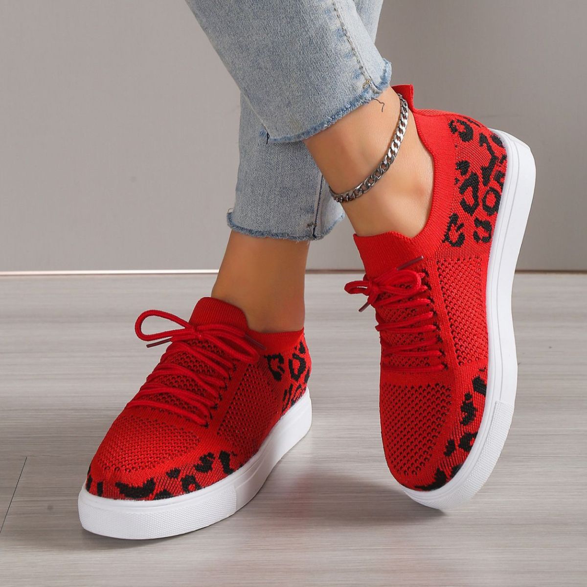 Lace-Up Leopard Flat Sneakers - Body By J'ne