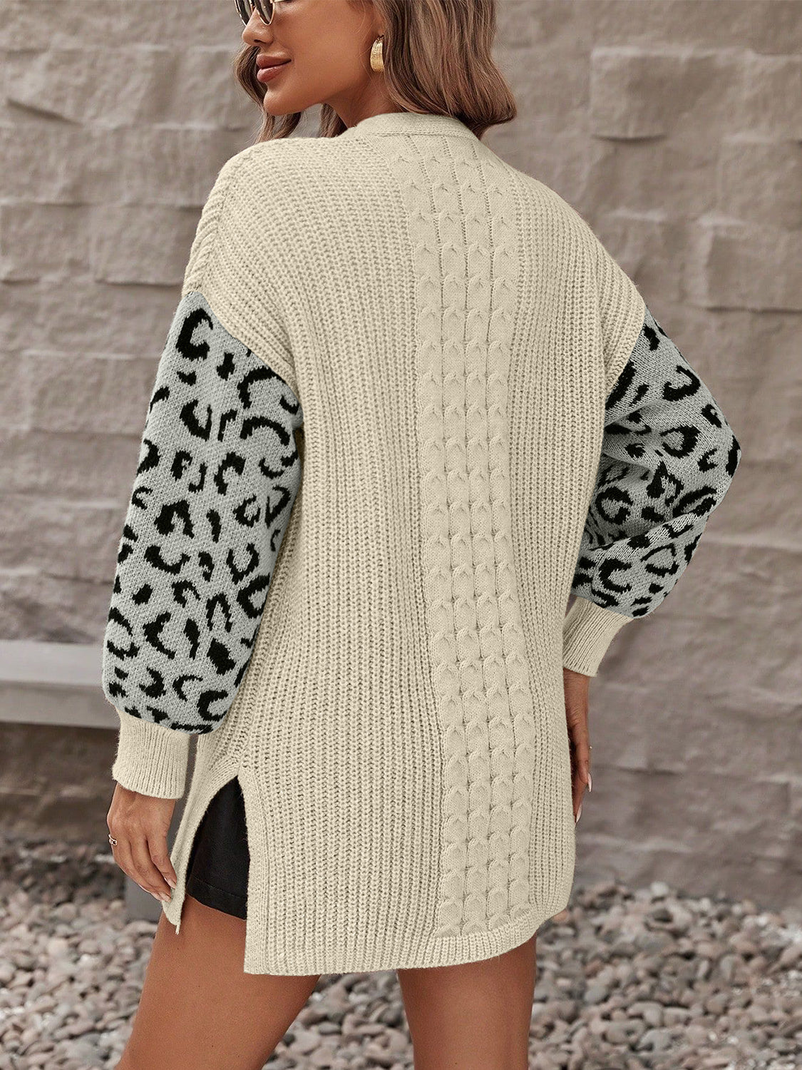Pocketed Leopard Open Front Cardigan - Body By J'ne