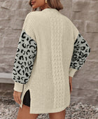 Pocketed Leopard Open Front Cardigan