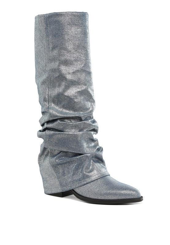 Capella Fold-Over Slouchy Denim Boot - Body By J'ne