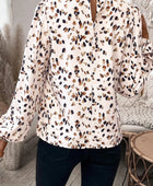 Printed Mock Neck Long Sleeve Blouse