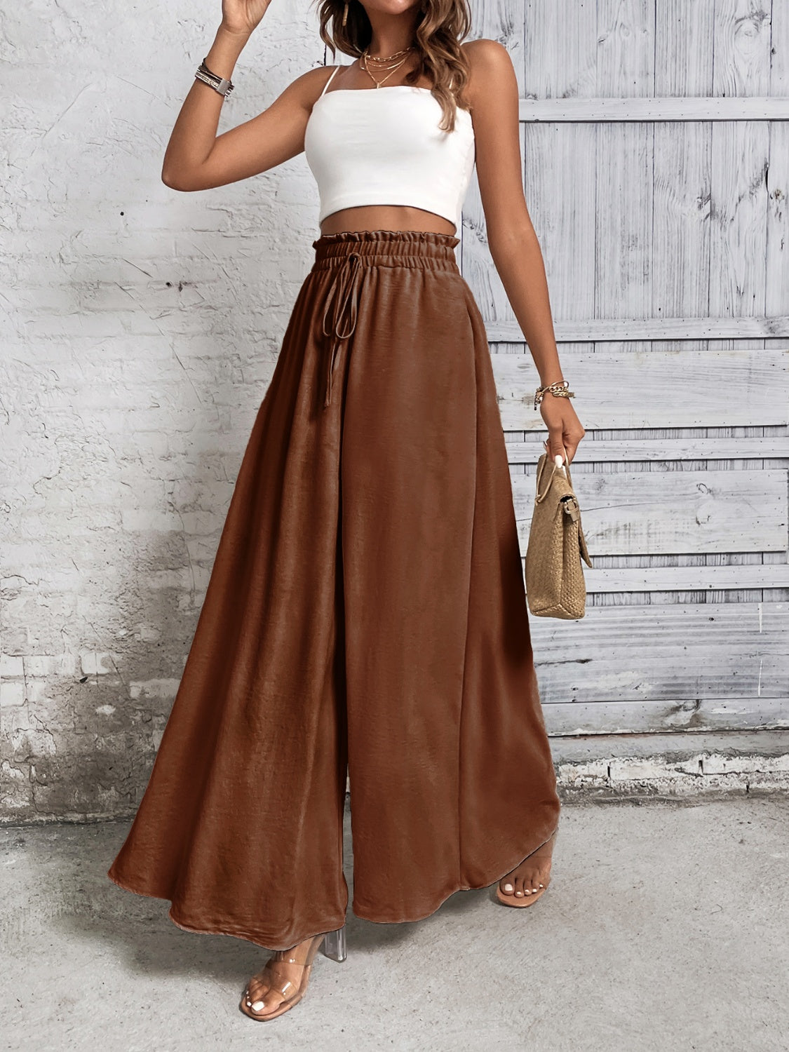 Honey Tied High Waist Wide Leg Pants - Body By J'ne