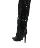 Sitarah Sequin Embellished Stiletto Long Boots