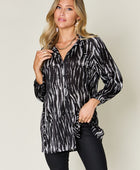 Full Size Printed Button Up Long Sleeve Shirt - Body By J'ne