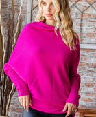 First Love Asymmetrical Hem Dolman Sleeve Sweater