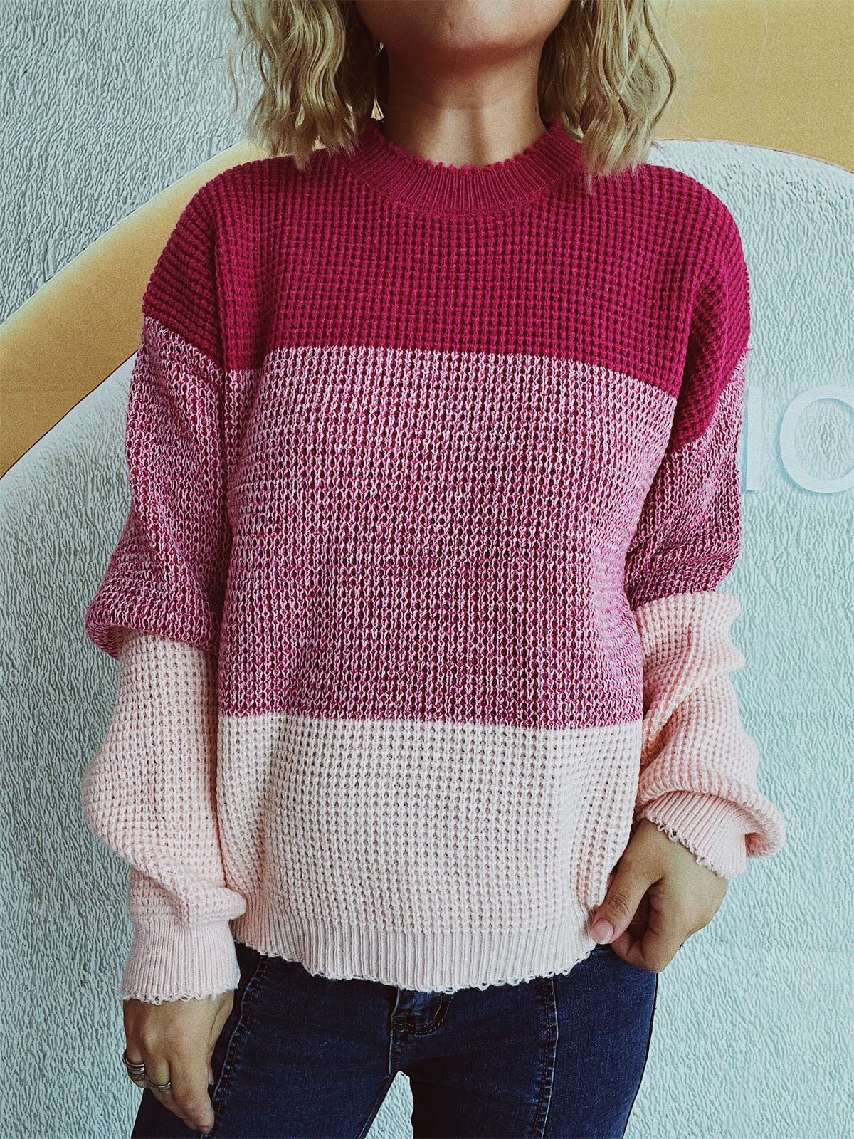 Color Block Long Sleeve Sweater - Body By J'ne