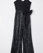 Bow Sequin Wide Leg Jumpsuit