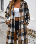 Devine Plaid Long Sleeve Hooded Coat