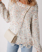 Confetti Round Neck Dropped Shoulder Sweater