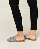 Raw Trim Denim H-Band Flat Sandals - Body By J'ne