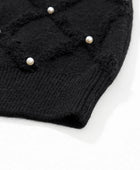 Pearl Detail Round Neck Long Sleeve Sweater