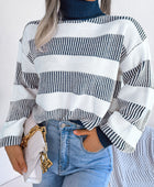 Striped Turtleneck Long Sleeve Sweater