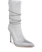 Dacia Rhinestones Strap Satin Calf Boots