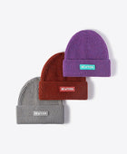 NEWYORK Patch Rib-Knit Cuffed Beanie