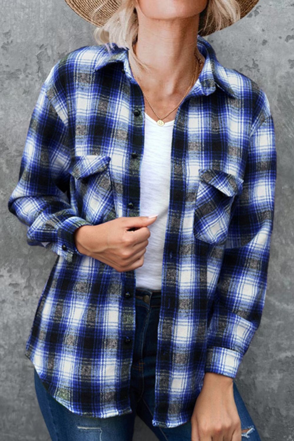 Full Size Plaid Collared Neck Long Sleeve Shirt - Body By J'ne