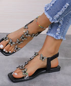 Rhinestone Butterfly Flat Sandals - Body By J'ne