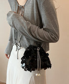 Drawstring Sequin Crossbody Bag