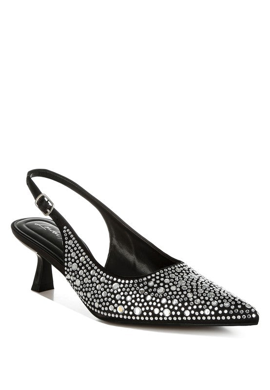 Vernaos Pointed Toe Rhinestone Slingbacks - Body By J'ne