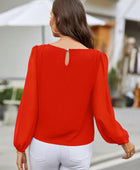 Round Neck Balloon Sleeve Blouse - Body By J'ne