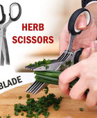 Herb Scissors With Multi Blades Stainless Steel Fast Cutting Shear Kitchen Tool