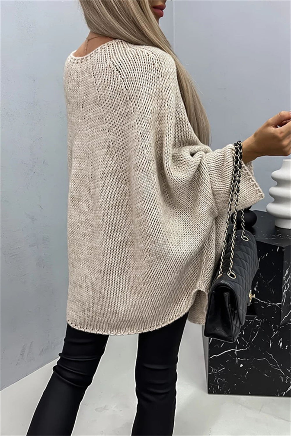 Round Neck Batwing Sleeve Sweater - Body By J'ne
