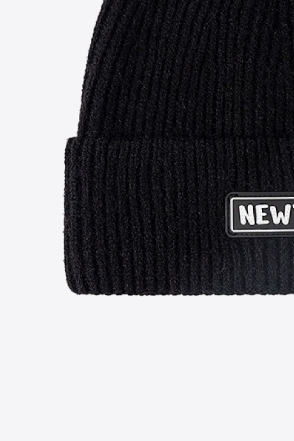 NEWYORK Patch Rib-Knit Cuffed Beanie - Body By J'ne