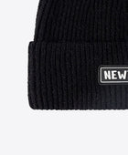 NEWYORK Patch Rib-Knit Cuffed Beanie