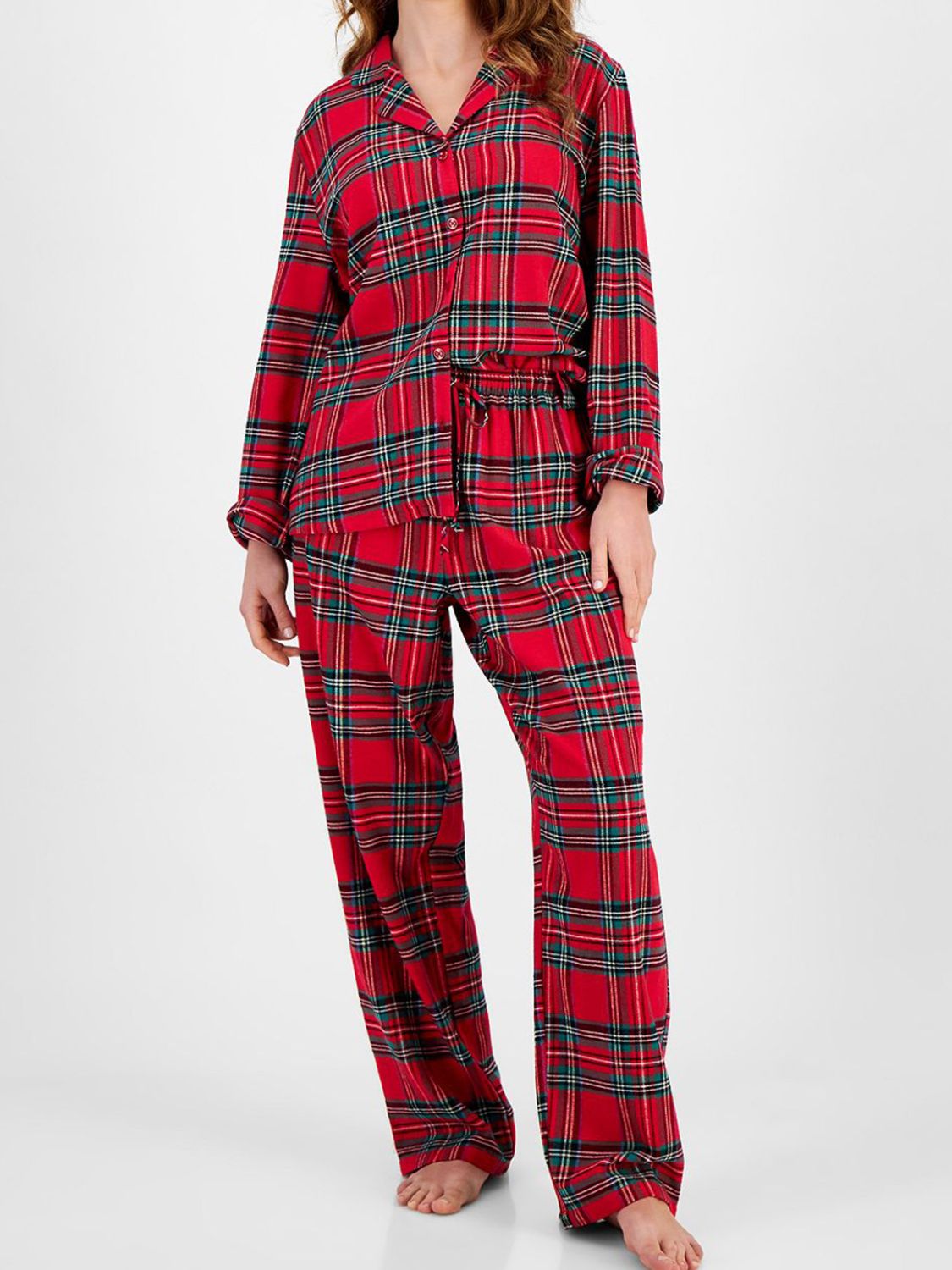 Plaid Collared Neck Button Up Top and Pants Lounge Set - Body By J'ne