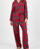 Plaid Collared Neck Button Up Top and Pants Lounge Set