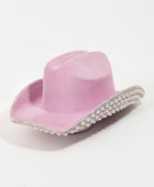 Pave Rhinestone Pearl Trim Cowboy Hat - Body By J'ne