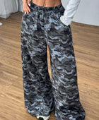 Camouflage Elastic Waist Wide Leg Pants