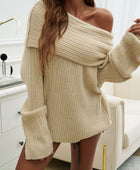 Devine Off-Shoulder Extra-Long Sleeve Sweater