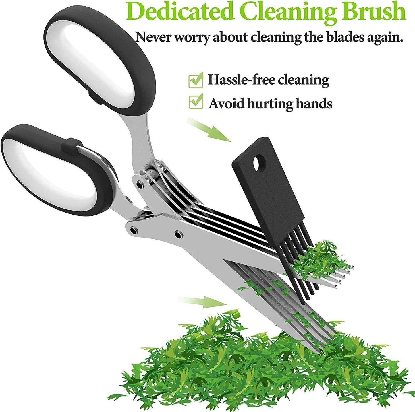 Herb Scissors With Multi Blades Stainless Steel Fast Cutting Shear Kitchen Tool - Body By J'ne