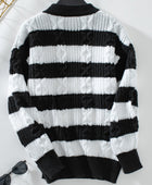 Striped Round Neck Long Sleeve Sweater